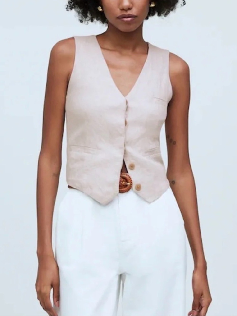 Madewell Linen Single Breasted Vest